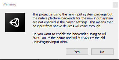Figure 20.3: A Warning about changing input systems