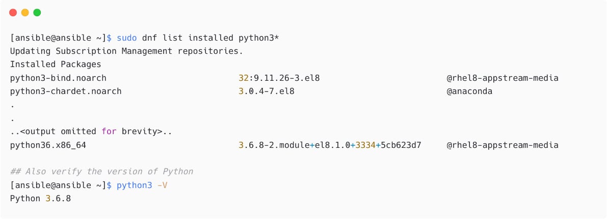 Figure 1.7 – Checking installed Python packages and version
