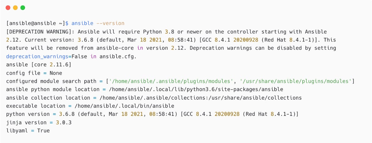 Figure 1.12 – Check Ansible version
