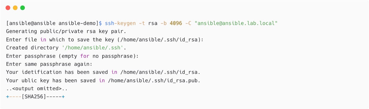 Figure 1.28 – Generating SSH key pair on Ansible control node 
