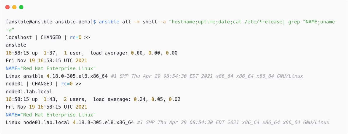 Figure 1.35 – Multiple commands in shell module 
