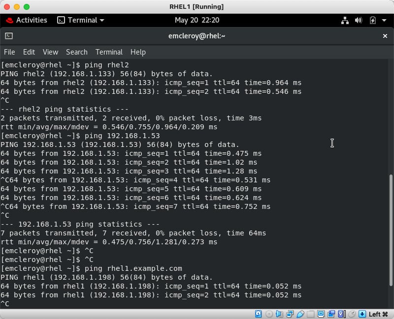 Figure 1.12 – Example of working networking environment