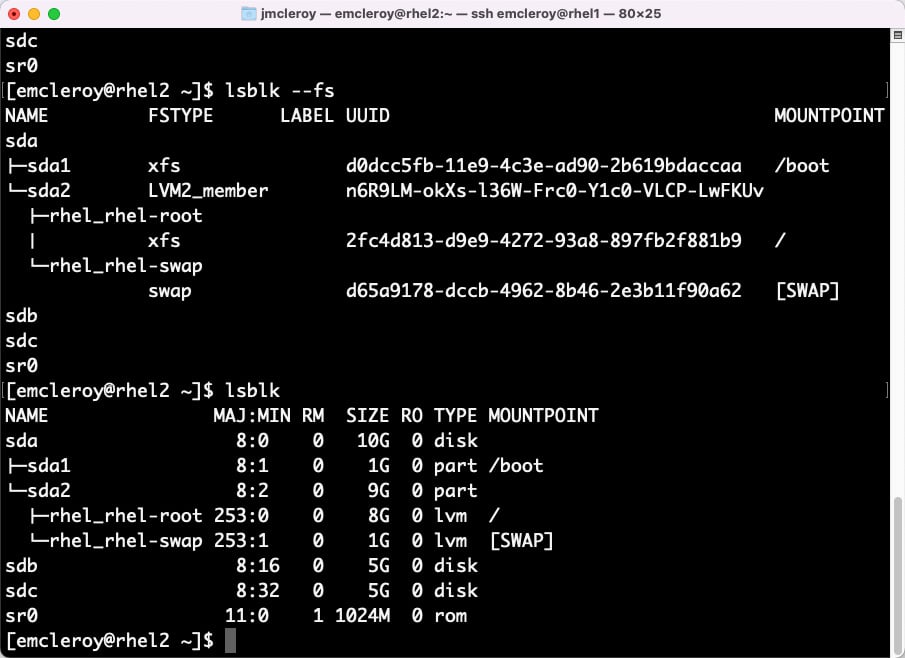 Figure 1.17 – sdc drive is now showing up