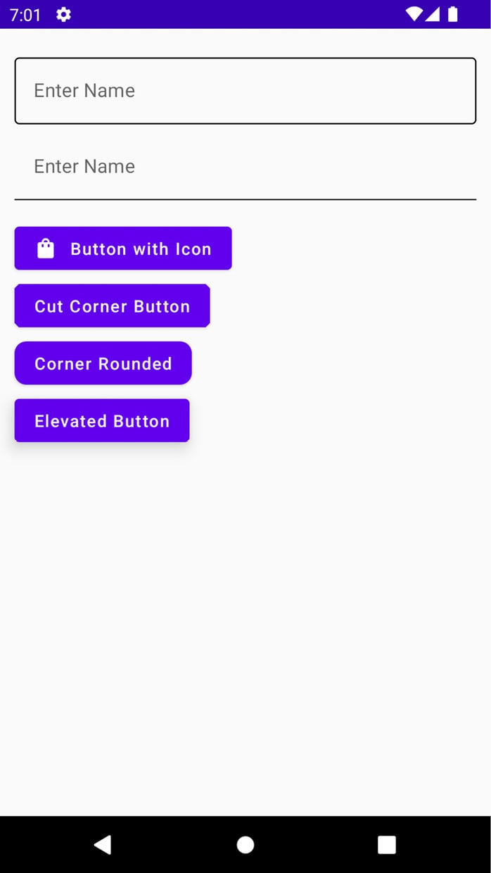 Figure 2.4 – The different button types and other UI elements