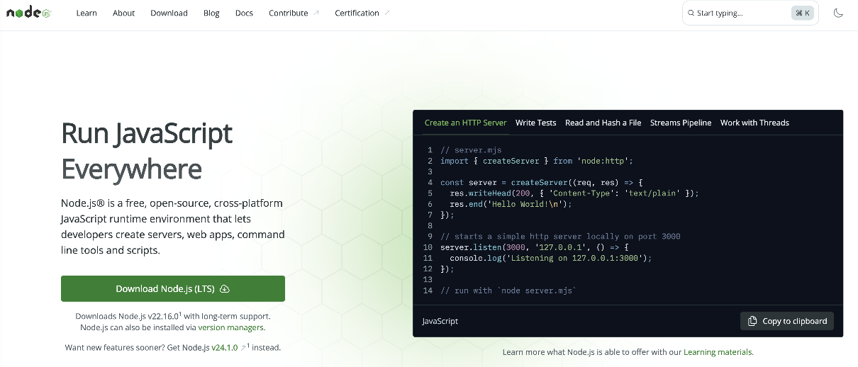 Figure 8.3 – Node website