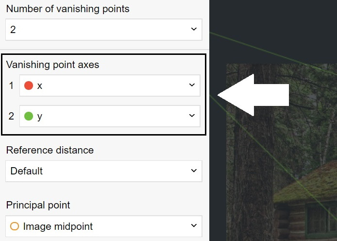 Figure 1.5 – Vanishing point axes in the fSpy interface