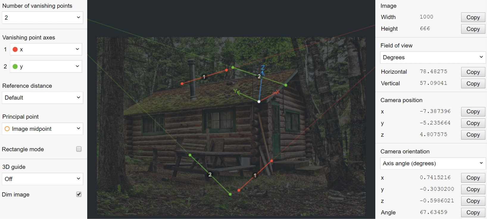 Figure 1.10 – Wood cabin reference loaded into fSpy