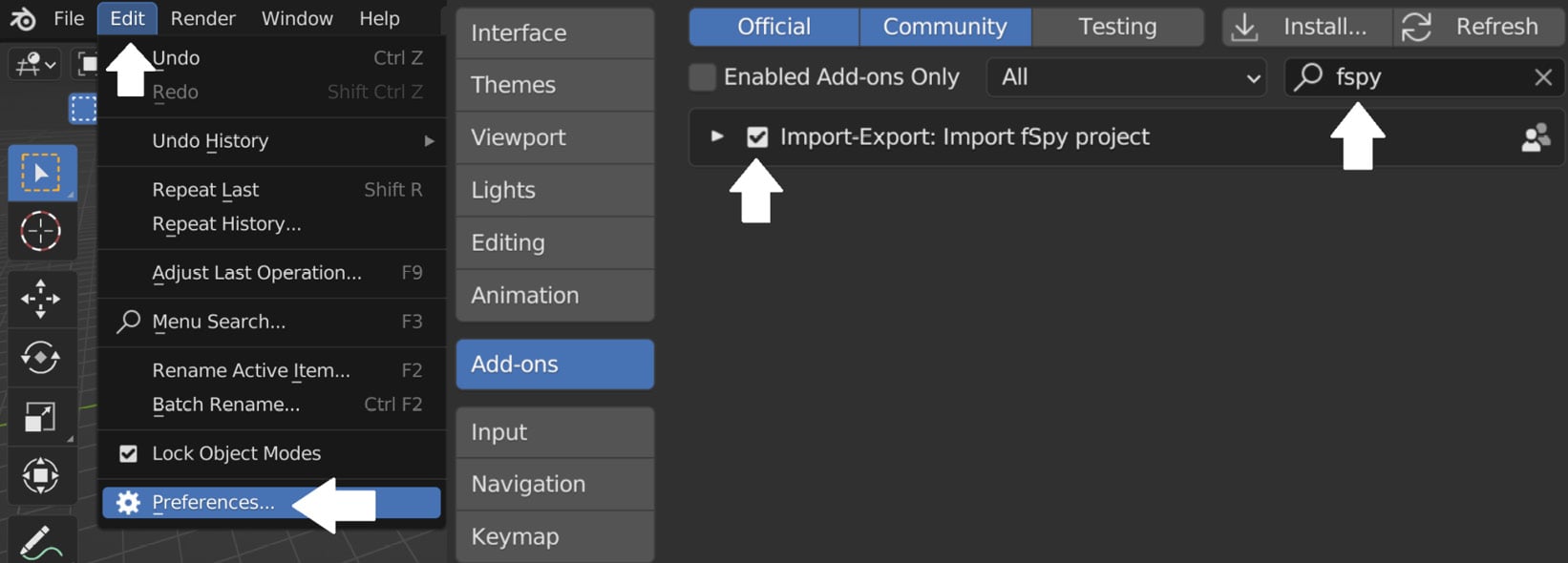 Figure 1.13 – Installing the fSpy add-on in Blender