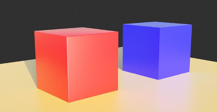 Figure 1.22 – Final render of the beveled and unbeveled cubes