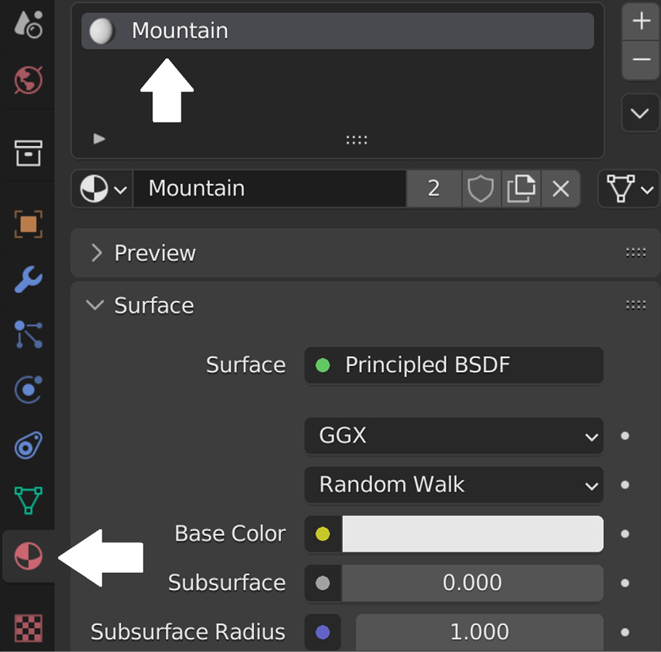 Figure 6.11 – Adding a material called Mountain