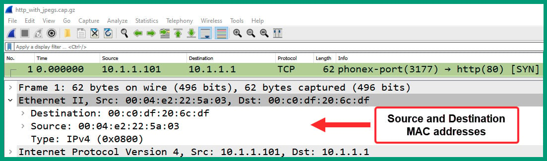 Figure 1.30 – Packet #1 Ethernet header
