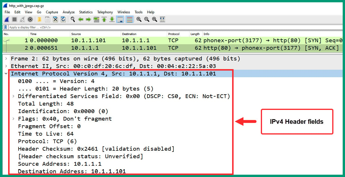 Figure 1.34 – Packet #1 IP header
