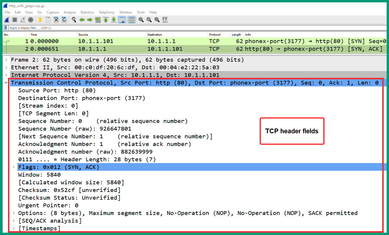 Figure 1.35 – Packet #2 TCP header
