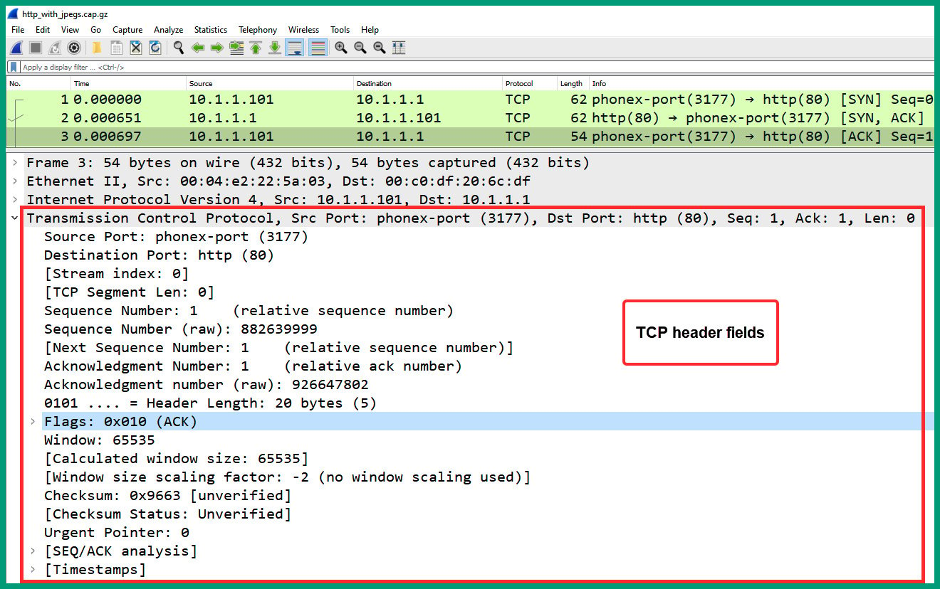 Figure 1.36 – Packet #3 TCP header
