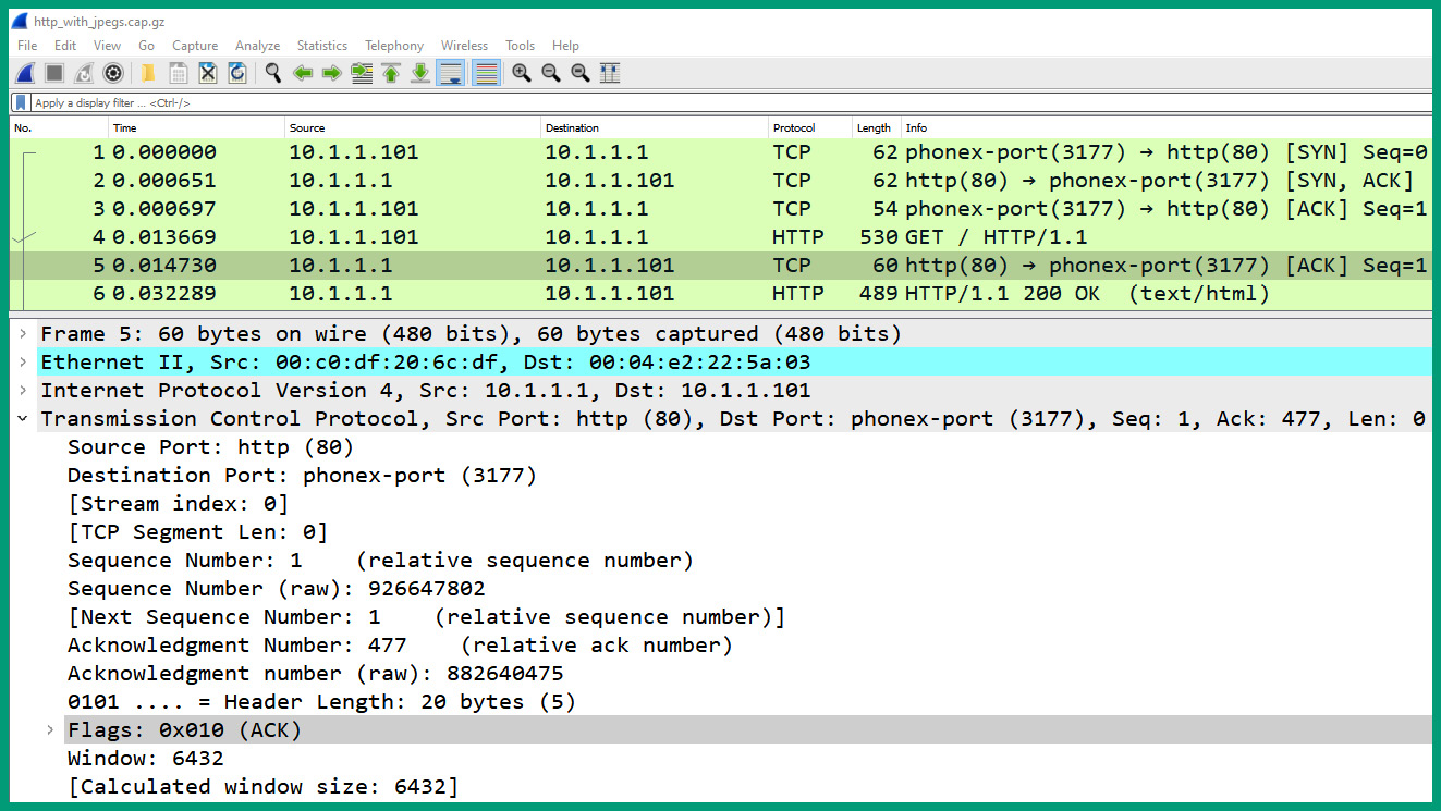 Figure 1.38 – Packet #5 TCP header
