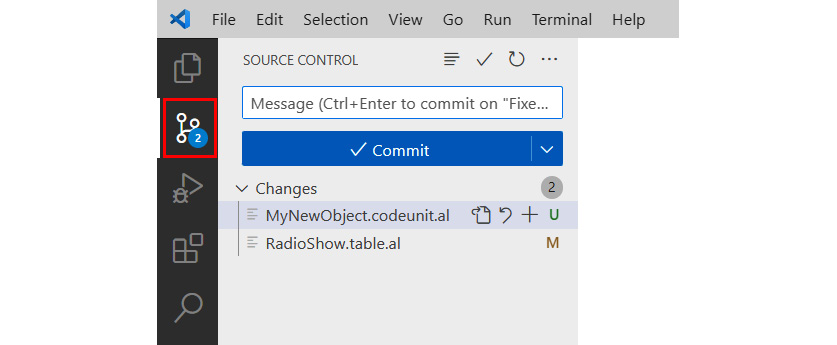 Figure 1.4 – SOURCE CONTROL in VS Code