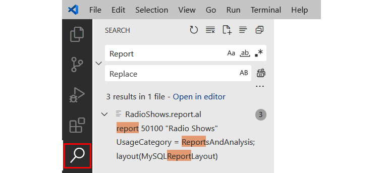 Figure 1.7 – SEARCH in VS Code