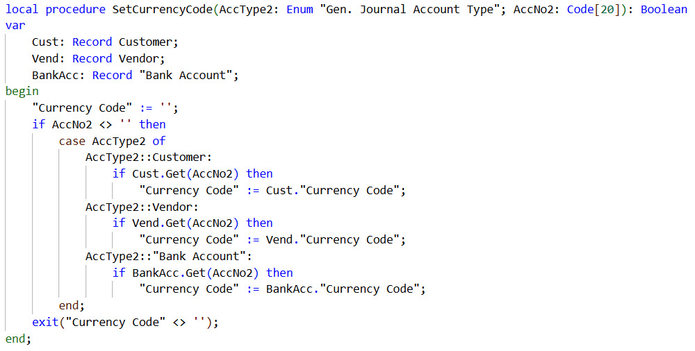 Figure 1.8 – Example of AL code