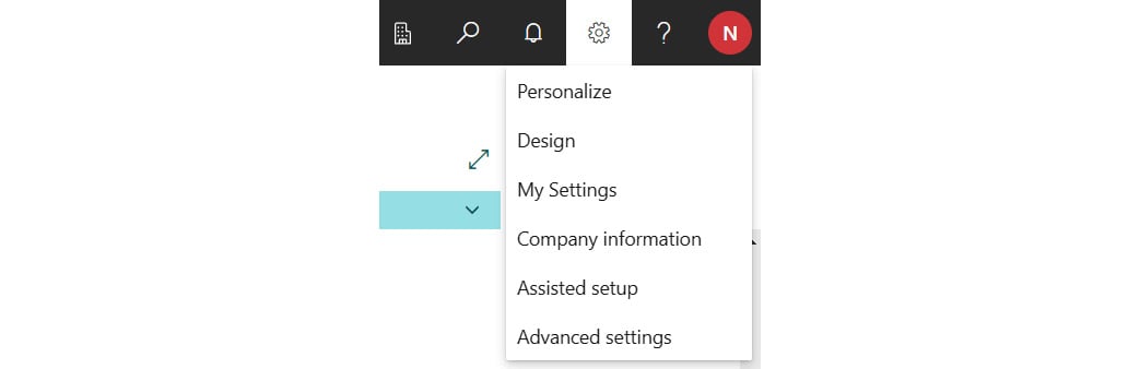 Figure 1.9 – Settings in the Business Central client