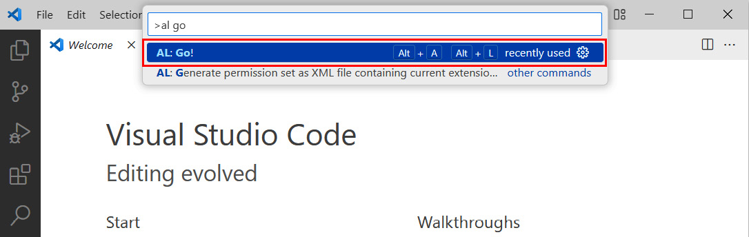 Figure 1.12 – Command Palette in VS Code