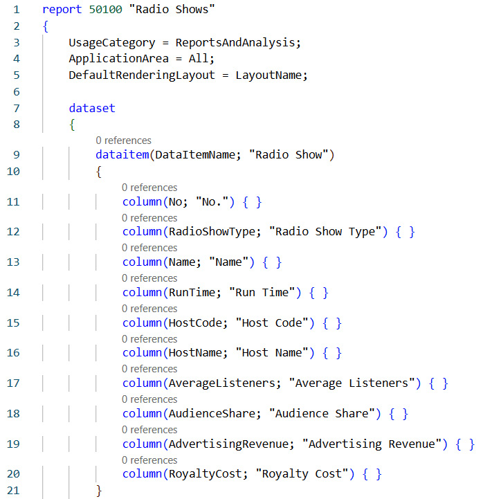  Figure 1.35 – Columns in the “Radio Shows” repo﻿rt