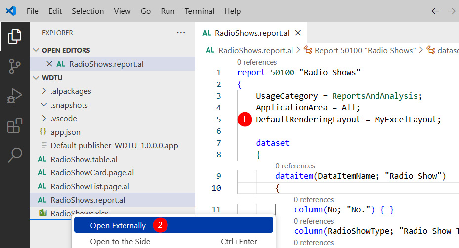  Figure 1.41 – Opening the Excel layout outside of VS Code