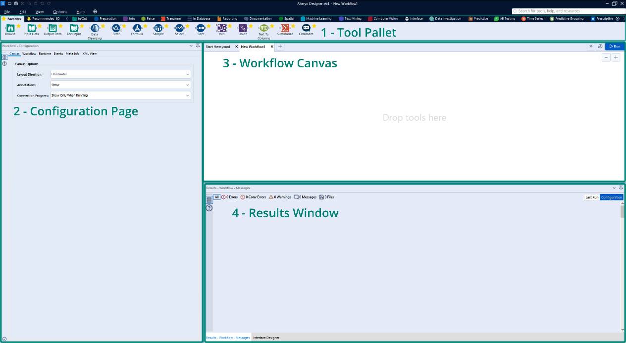 Figure 1.1 – Alteryx Designer interface
