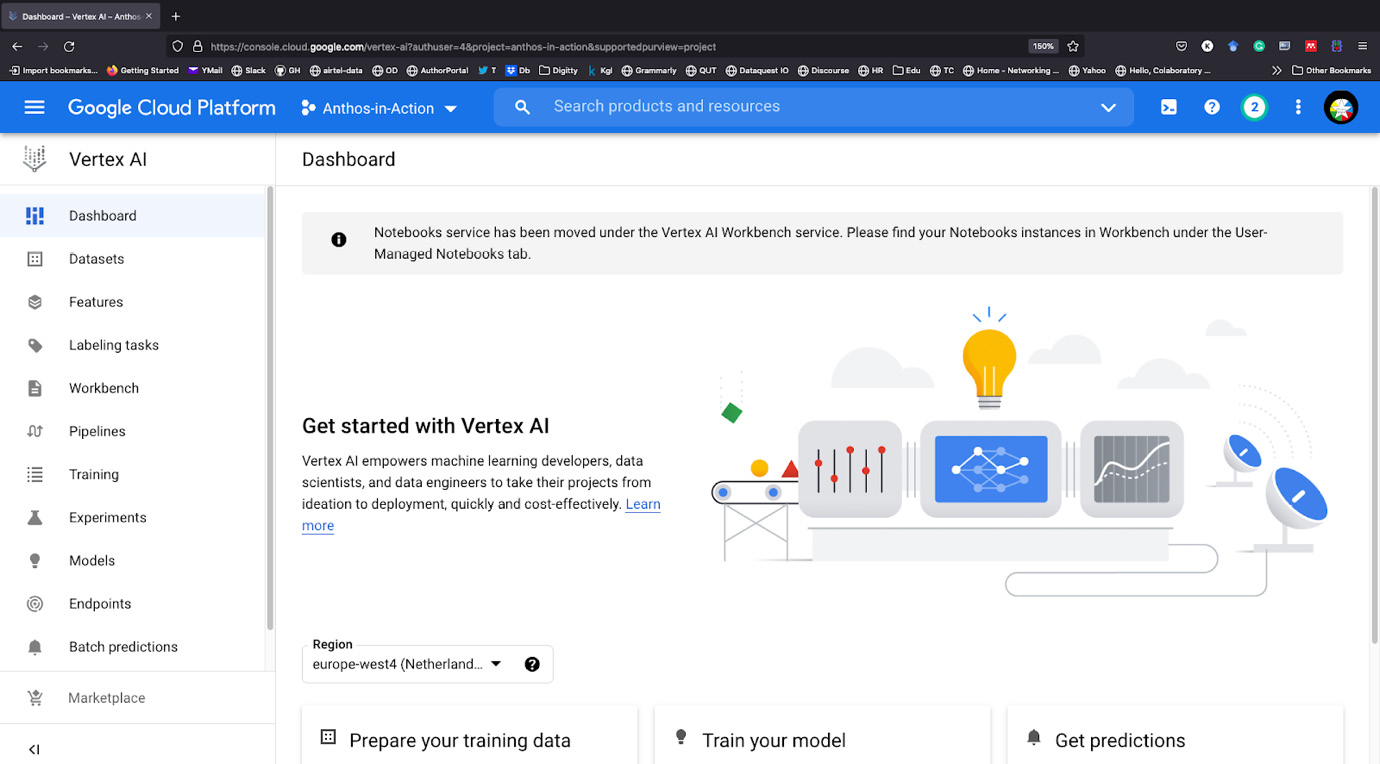Figure 6.17 – Vertex AI dashboard
