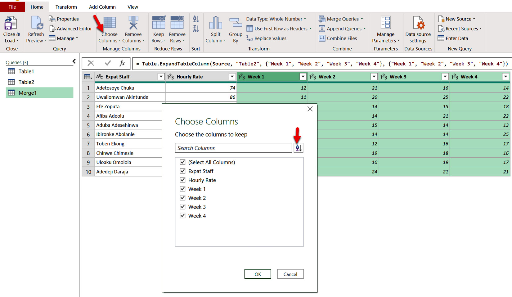 Figure 4.39 – Choose Columns in Power Query