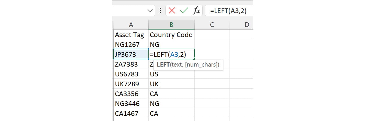 Figure 6.15 – LEFT function example