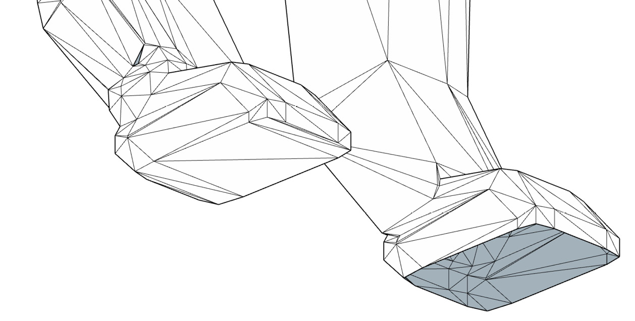 Figure 1.15 – Faces missing from the bottom of the dog’s foot