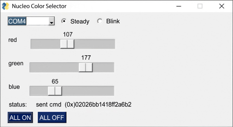Figure 13.1: The app that sends LED commands to the dev-board