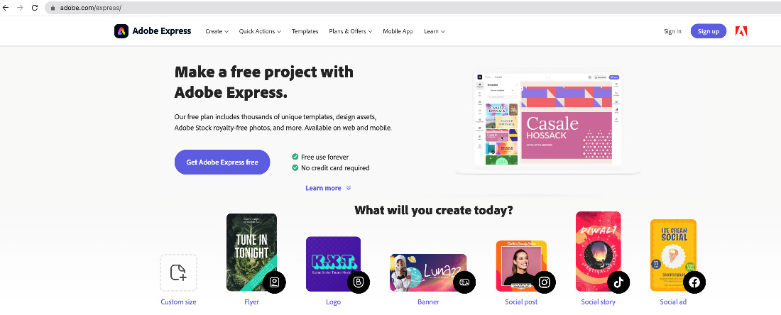 Figure 8.2 – Access Adobe Express via the browser