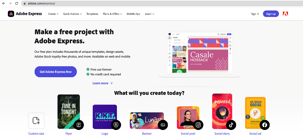 Figure 12.1 – Access Adobe Express via the browser