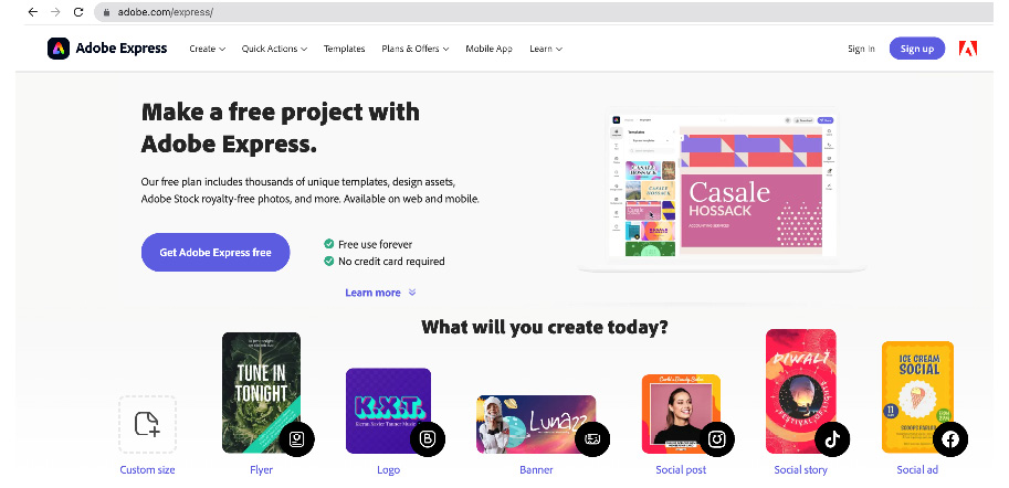 Figure 13.1 – Accessing Adobe Express via the browser