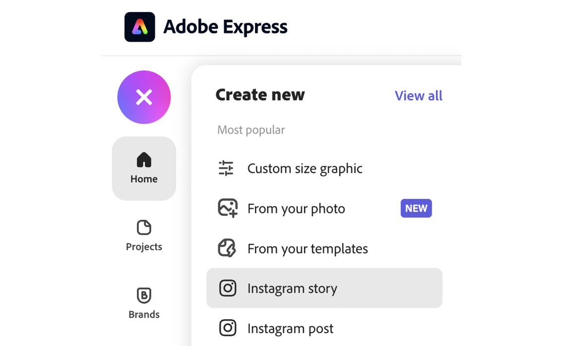 Figure 3.4 – Template options, including ﻿Instagram story﻿ and ﻿Instagram post﻿