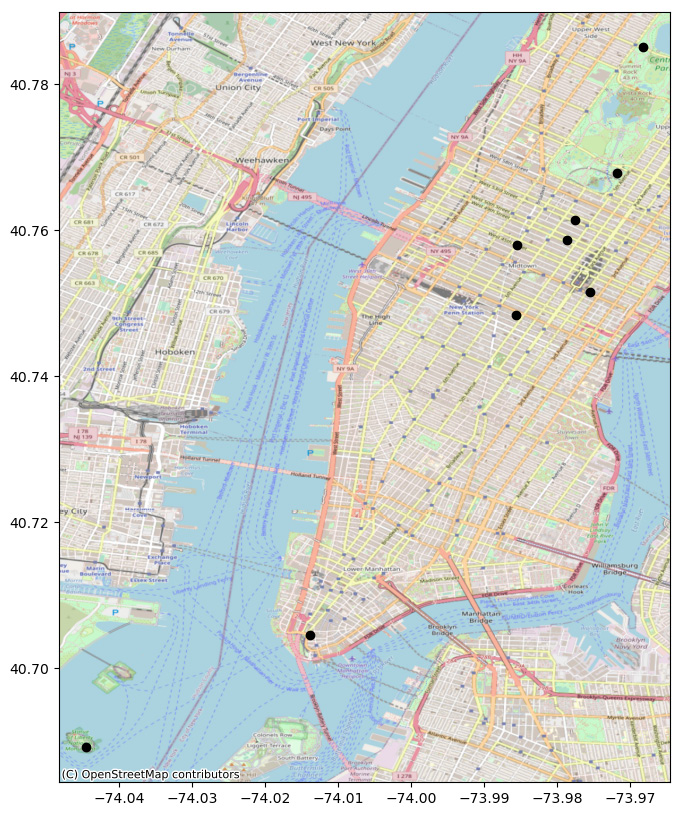 Figure 2.2 – Manhattan map with popular attractions