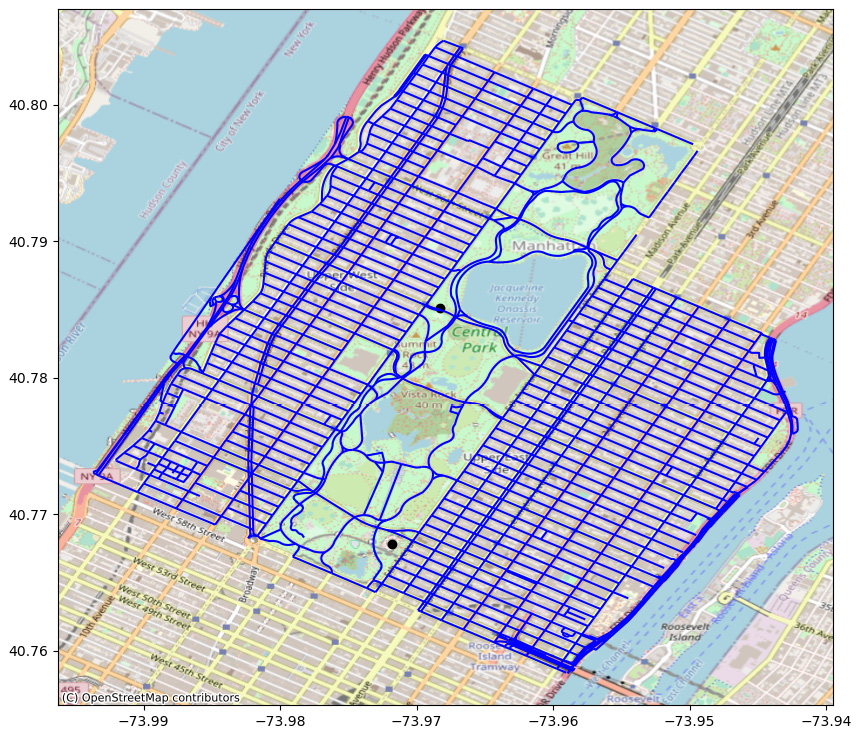 Figure 2.3 – Map of roads near Central Park