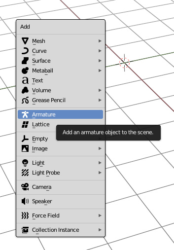 Figure 2.1 – Add menu for adding objects to the scene