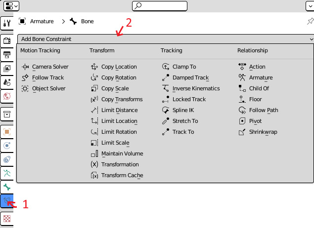 Figure 6.9 – The Add Bone Constraint dropdown