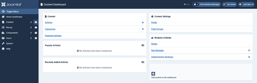 Figure 1.3 – Content Dashboard