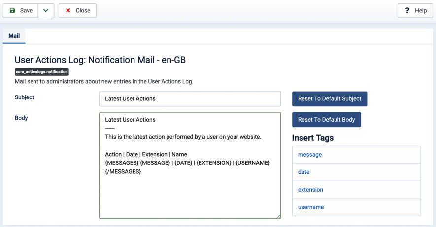 Figure 10.2 – Mail Templates | Edit Template