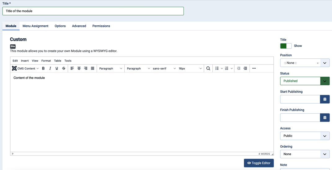 Figure 4.10 – Custom module creation