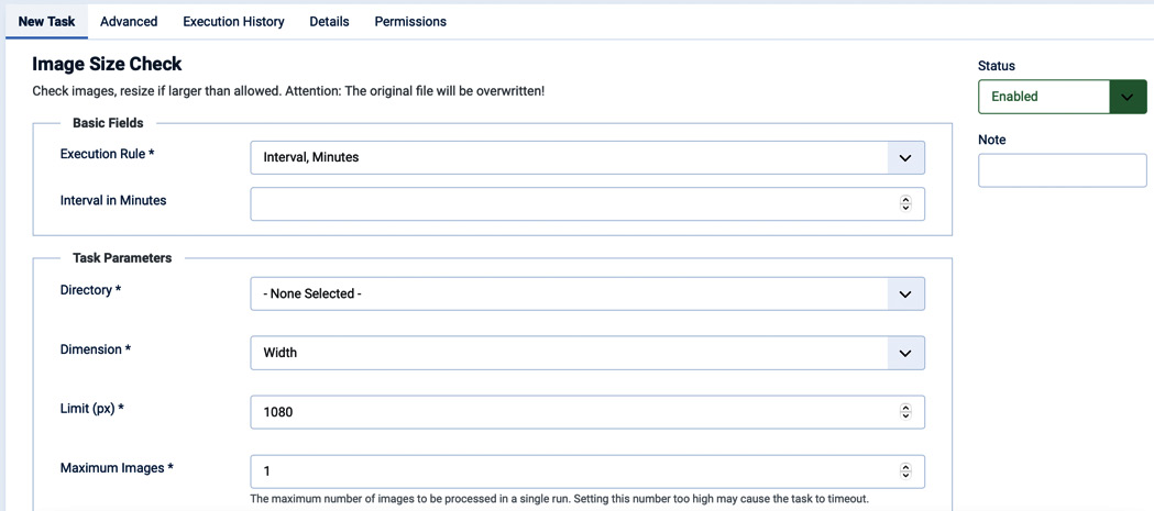 Figure 9.10 – New Task | Image Size Check