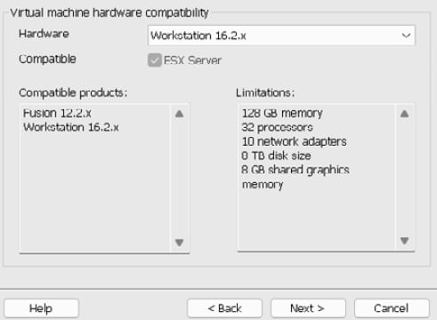 Figure 1.9 – Hardware compatibility settings