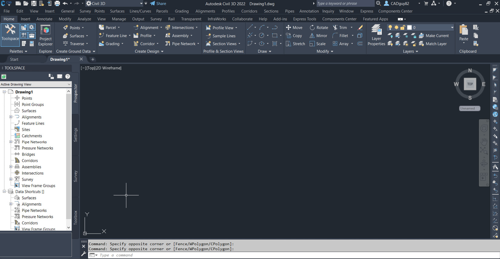 Figure 1.35 – Contextual ribbon when a command or tool is not active
