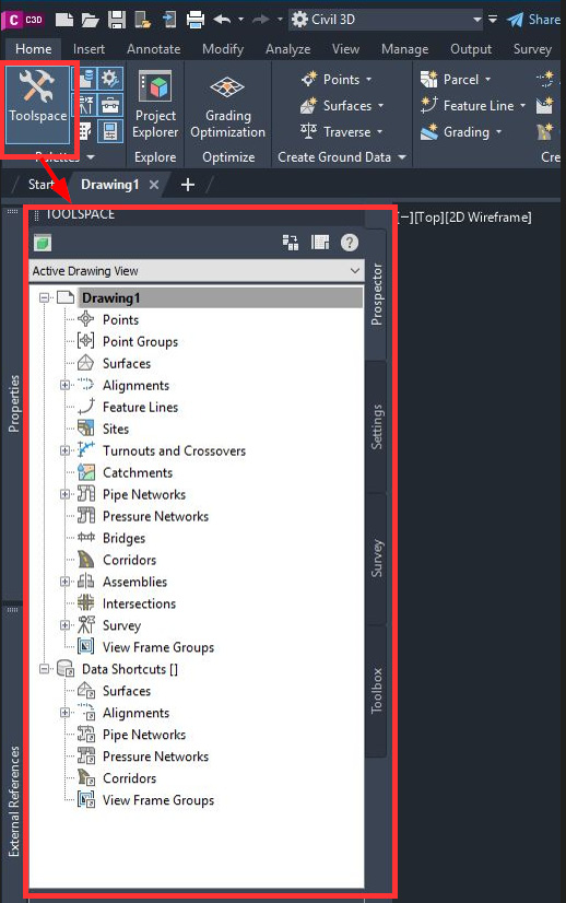 Figure 1.37 – Toolspace access
