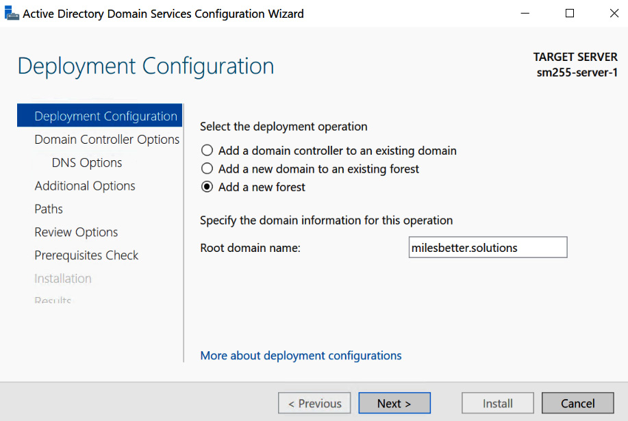 Figure 1.21 – The Deployment Configuration screen
