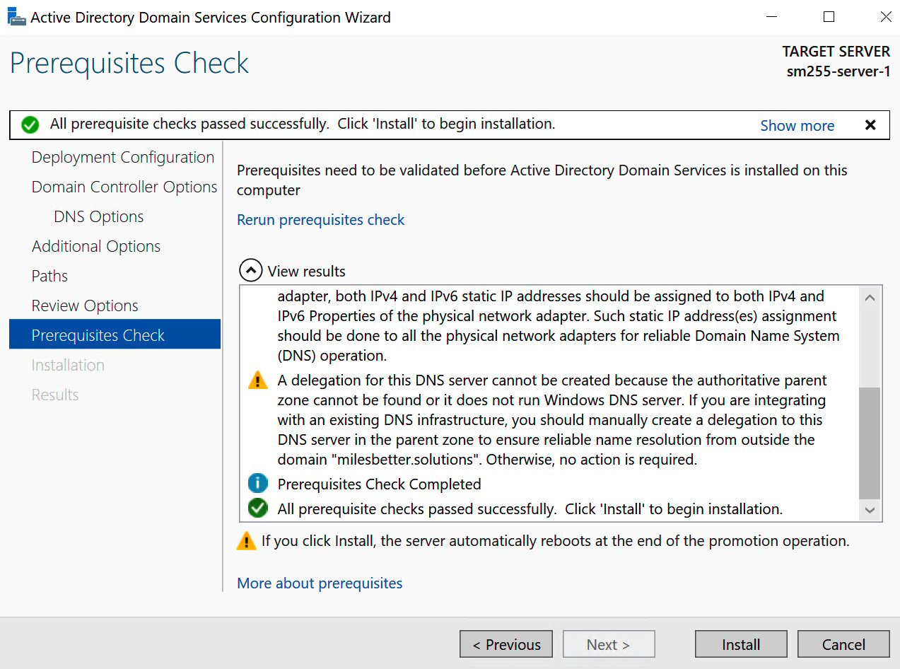 Figure 1.25 – The Prerequisites Check screen
