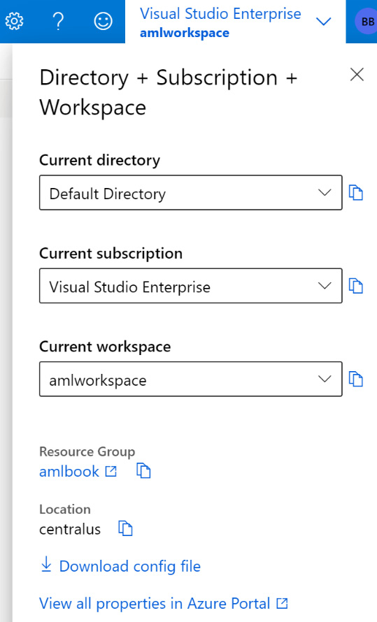 Figure 1.13 – Workspace selection menu